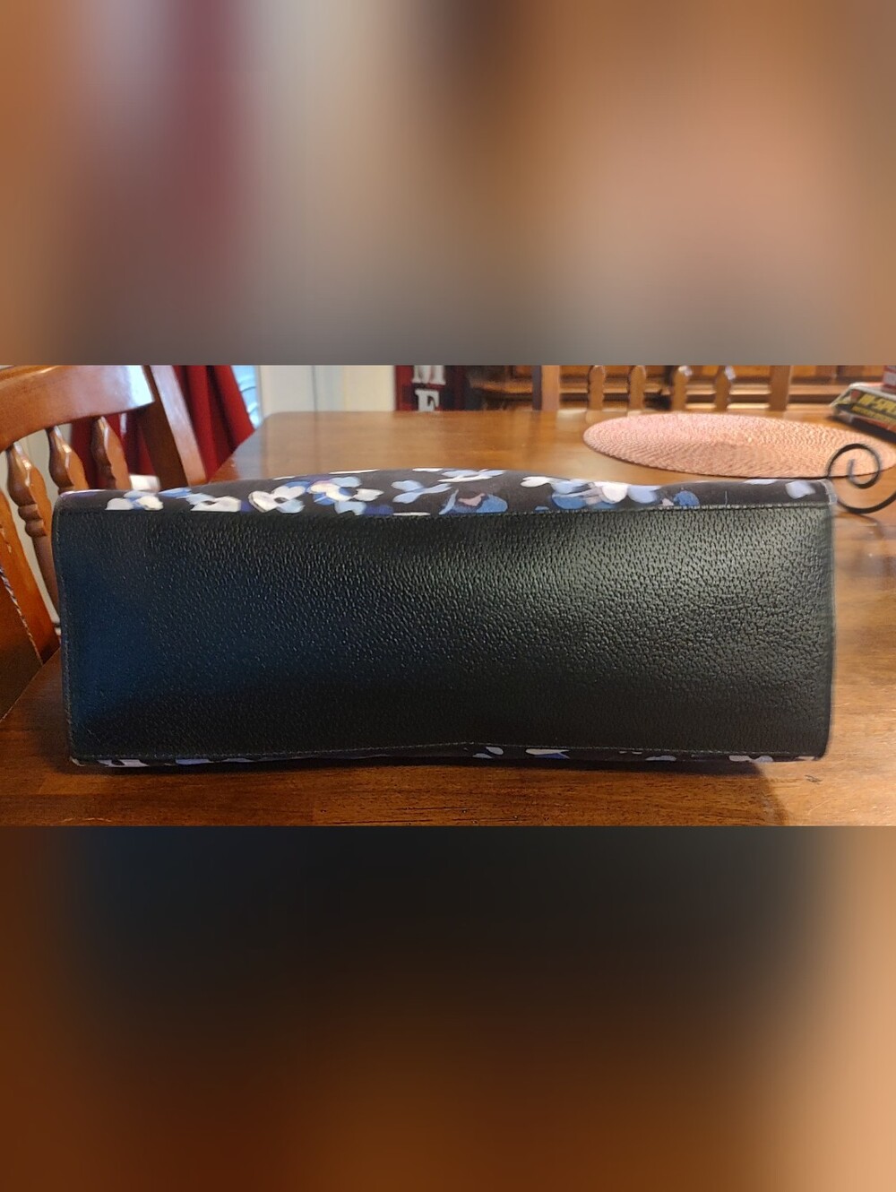 kate spade Floral Black Tote with Blue and White Accents - Picture 4 of 7